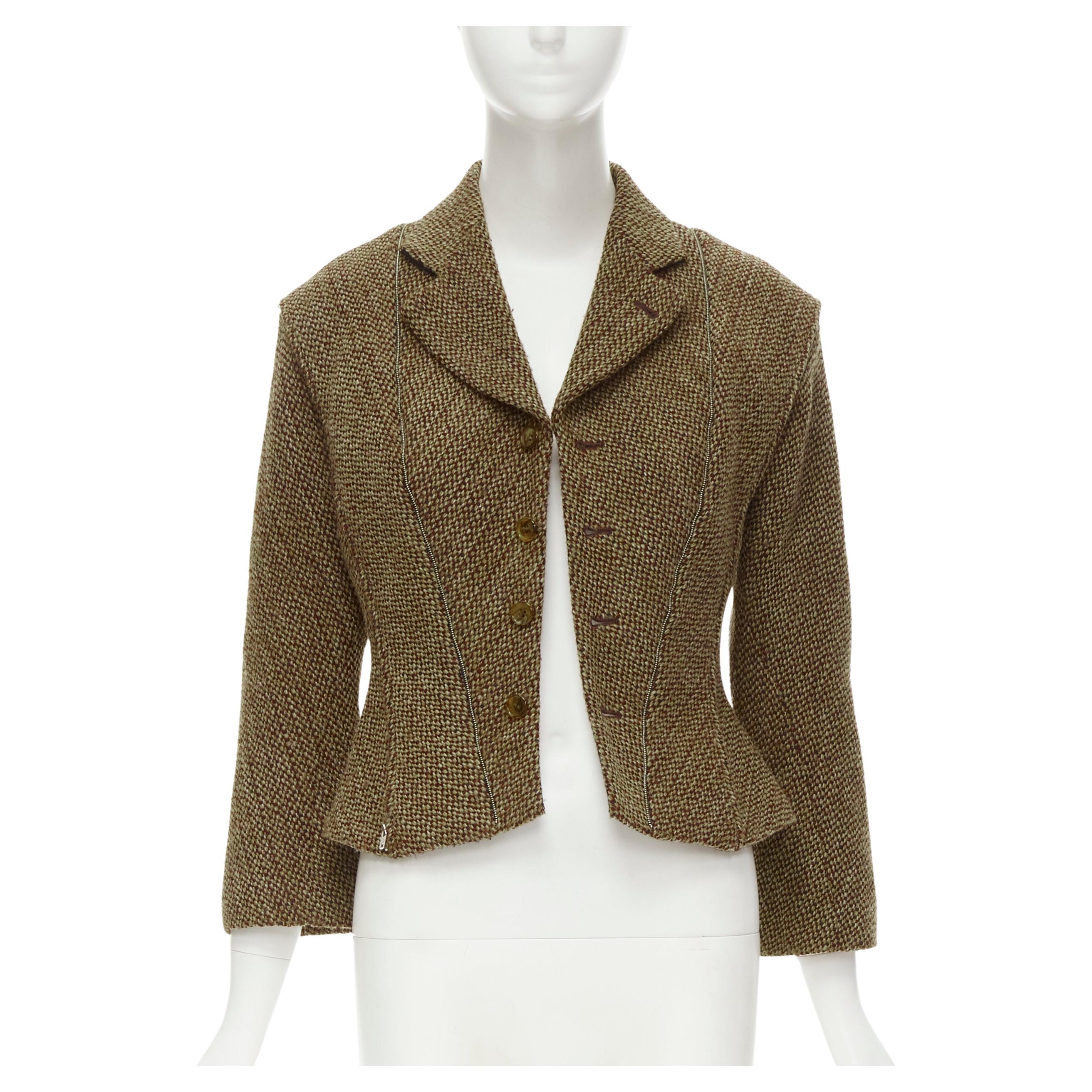 raro JUNYA WATANabe 1999 Giacca trasformabile in tweed marrone a spina di pesce M