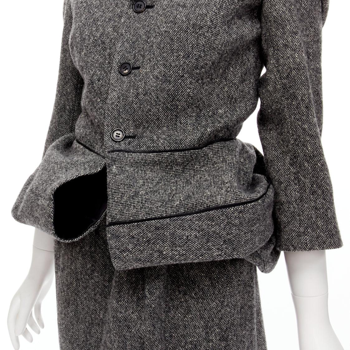 rare JUNYA WATANABE 1999 Vintage grey tweed convertible blazer dress look S For Sale 6