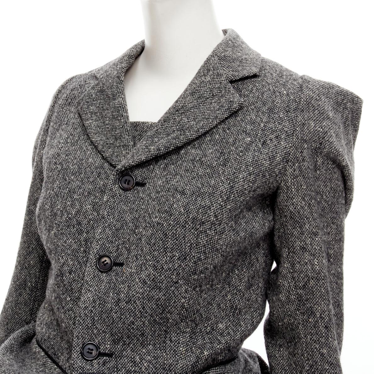 raro JUNYA WATANABE 1999 Vintage gris tweed convertible blazer vestido look S en venta 6