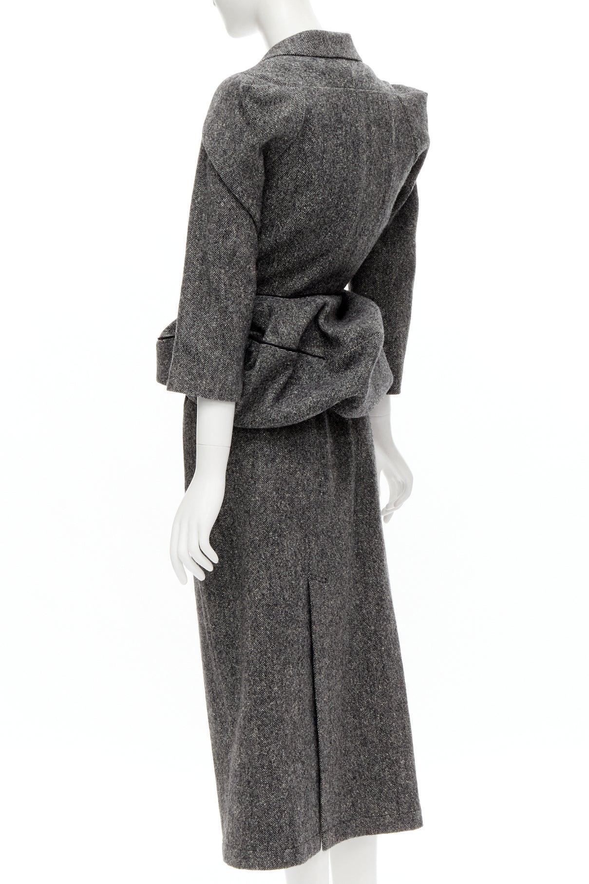 rare JUNYA WATANABE 1999 Vintage grey tweed convertible blazer dress look S For Sale 1