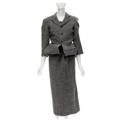 rare JUNYA WATANABE 1999 Vintage grey tweed convertible blazer dress look S