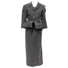 rare JUNYA WATANABE 1999 Vintage grey tweed convertible blazer dress look S