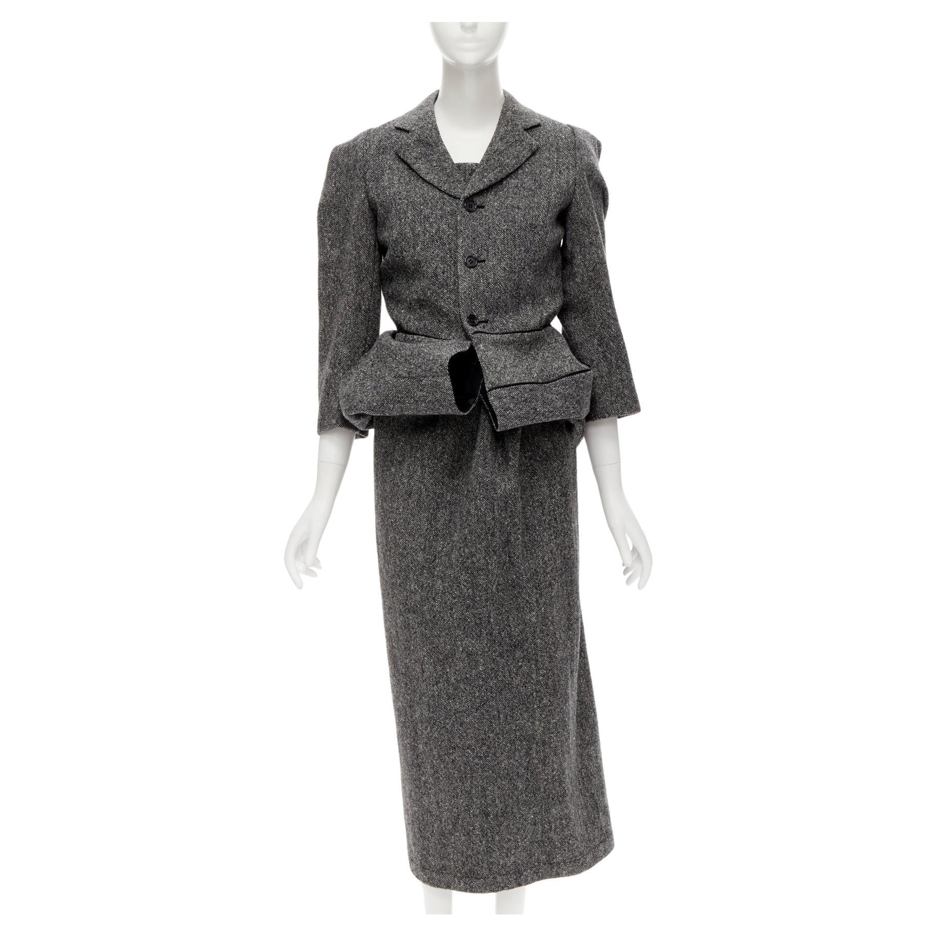 raro JUNYA WATANABE 1999 Vintage gris tweed convertible blazer vestido look S en venta