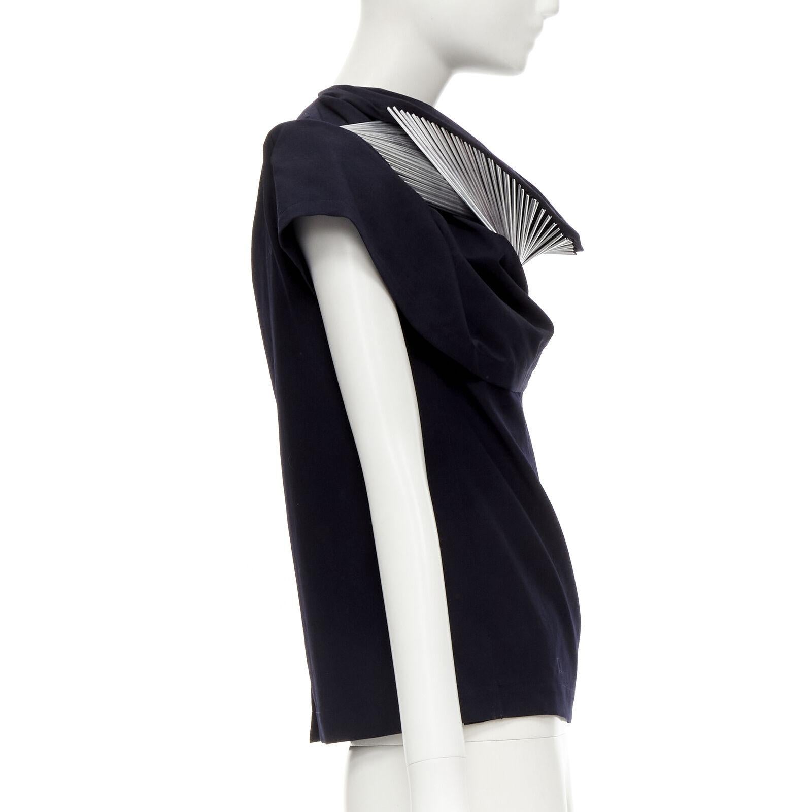 Women's rare JUNYA WATANABE Vintage 1998 Runway silver architectural metal collar top S For Sale