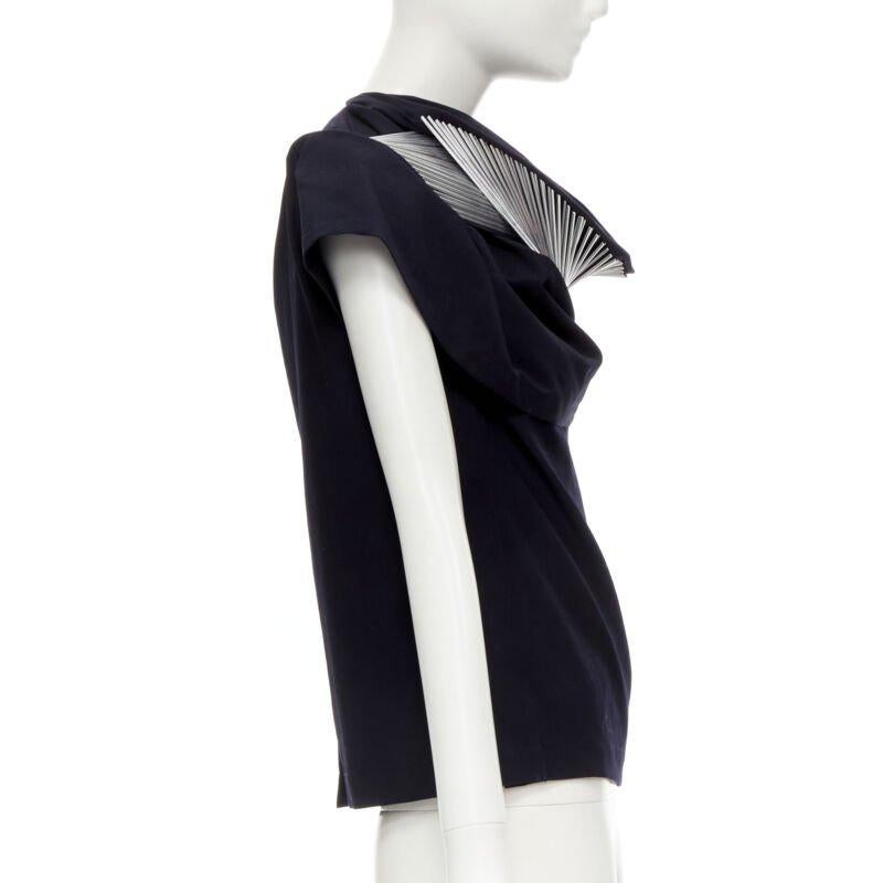 rare JUNYA WATANABE Vintage 1998 Runway silver architectural metal collar top S In Excellent Condition For Sale In Hong Kong, NT