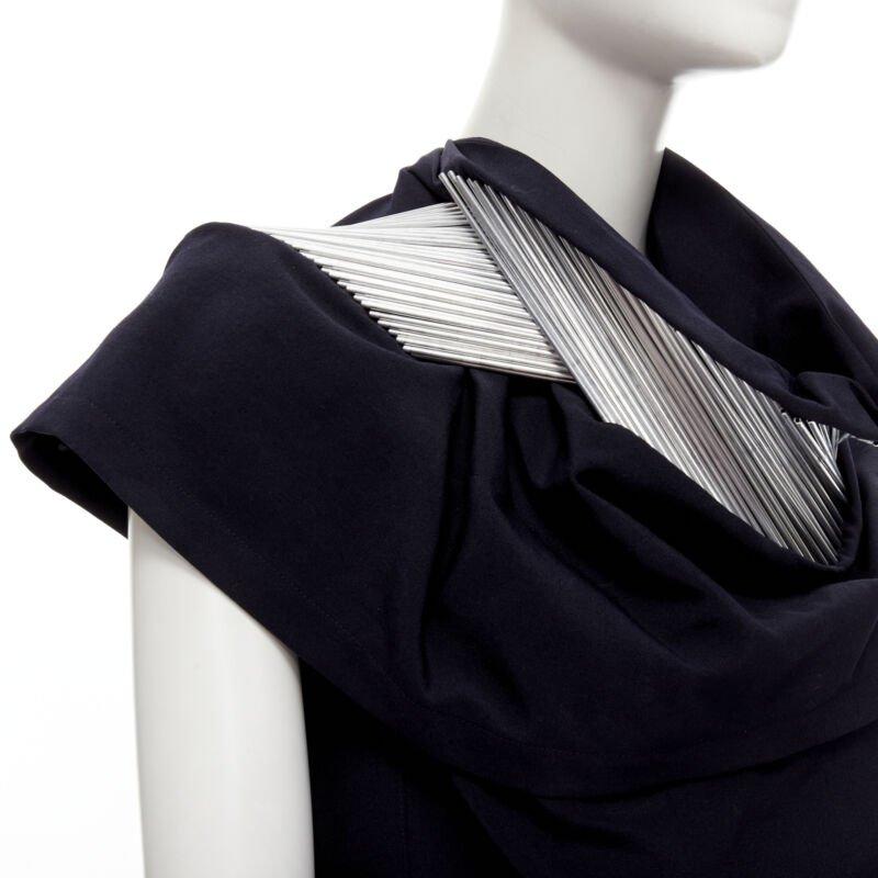 rare JUNYA WATANABE Vintage 1998 Runway silver architectural metal collar top S For Sale 2