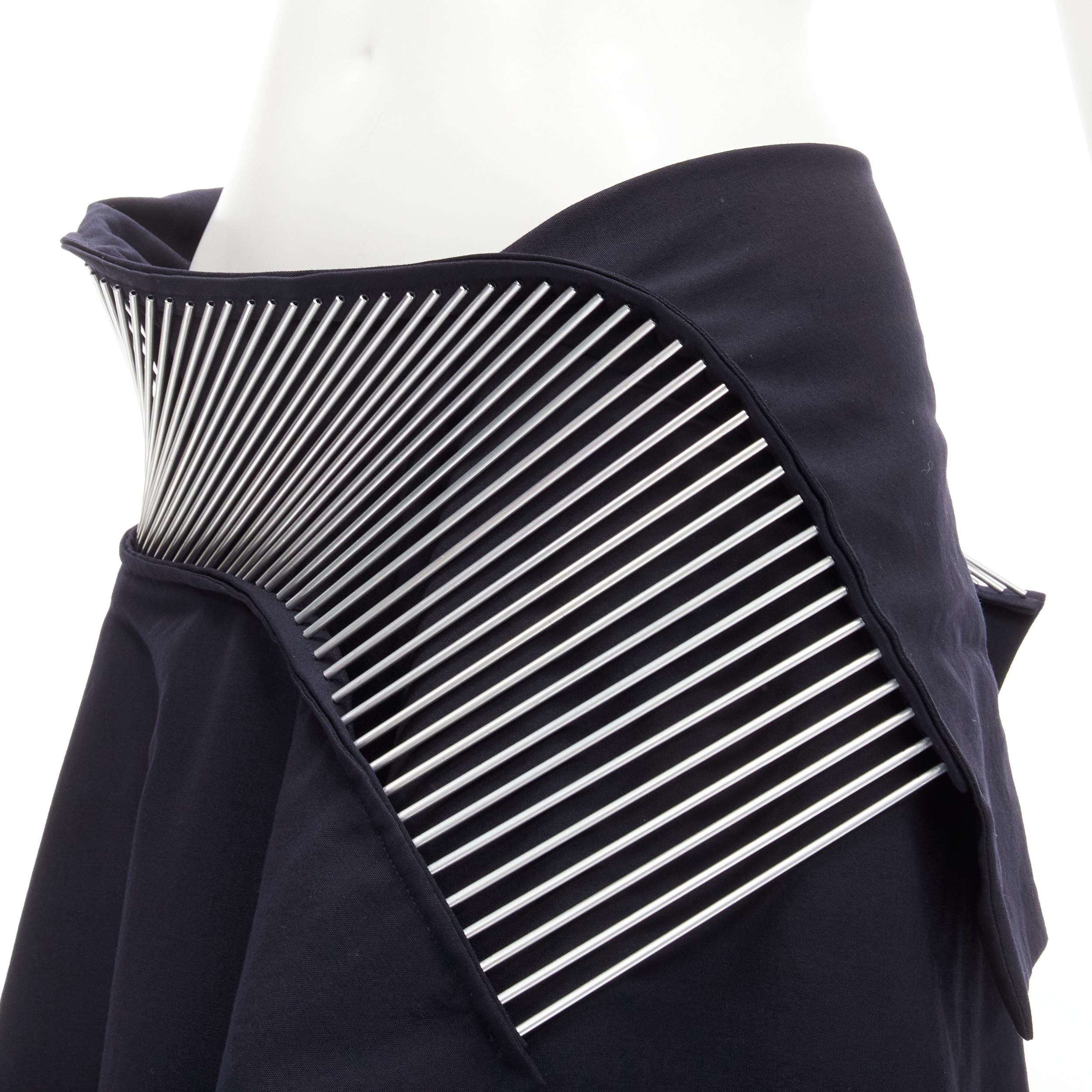 rare JUNYA WATANABE Vintage 1998 Runway silver architectural metal midi skirt For Sale 5