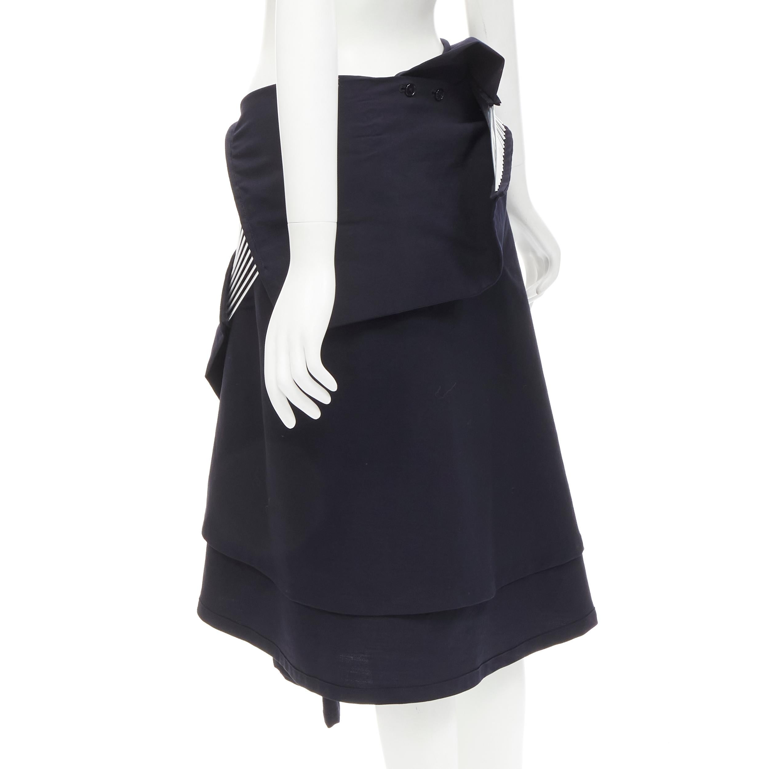 rare JUNYA WATANABE Vintage 1998 Runway silver architectural metal midi skirt For Sale 1