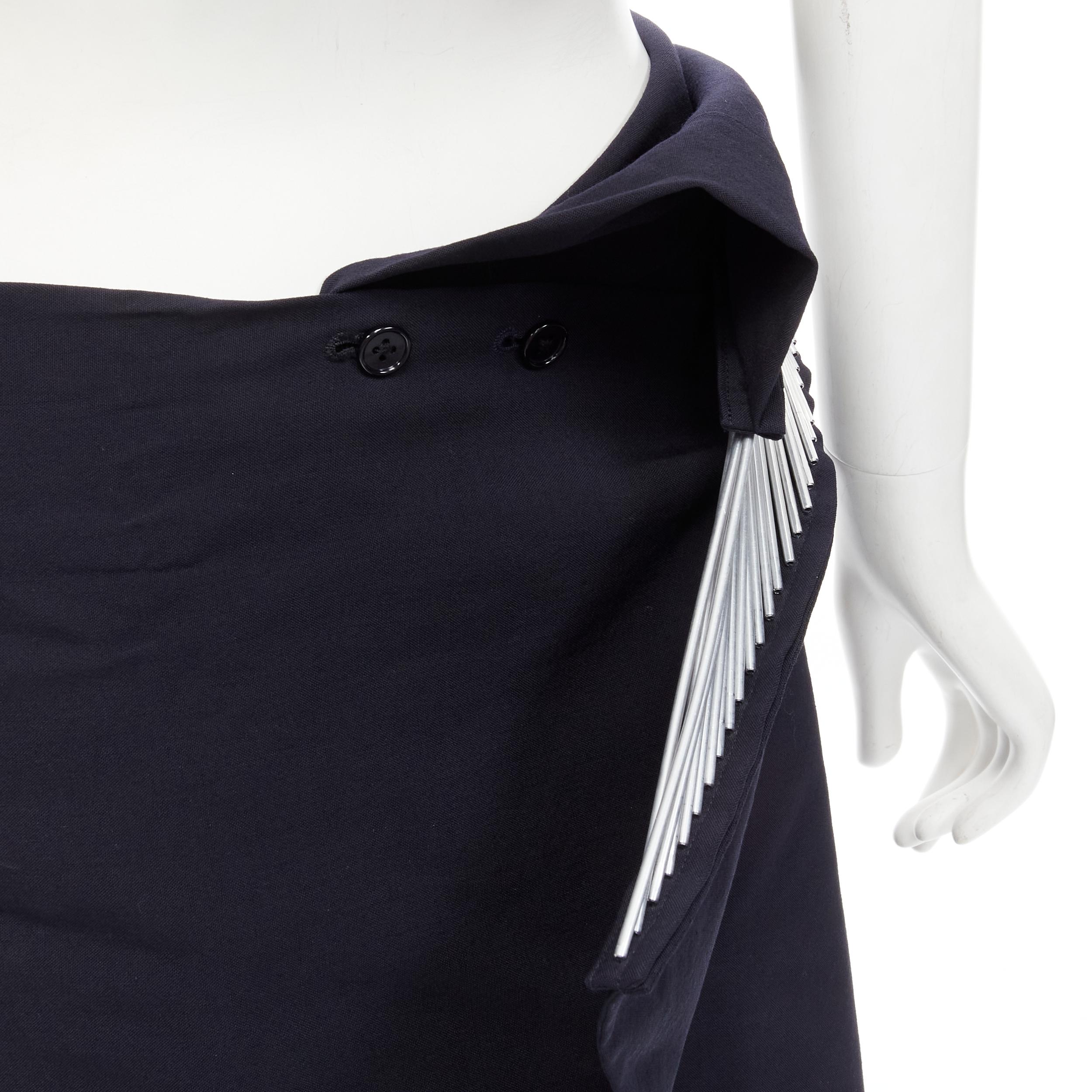 rare JUNYA WATANABE Vintage 1998 Runway silver architectural metal midi skirt For Sale 2