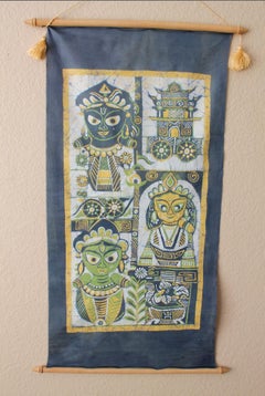 Rare K. Laxma Goud Batik. Indian Fine Art. Padma Shri. Early Mid Century Modern