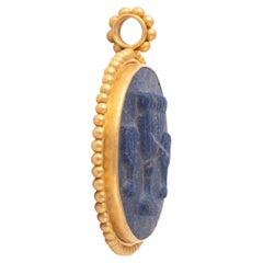Rare Kabbalistic Jewish Lapis Lazuli And Gold Pendant Period 1st Century BC