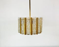 Rare Kaiser Leuchten Midcentury Crystal Ice Glass Circular Chandelier, 1960s