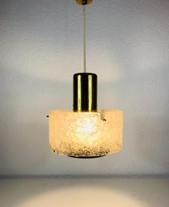 Rare Kaiser Leuchten Midcentury Crystal Ice Glass Circular Chandelier, 1960s