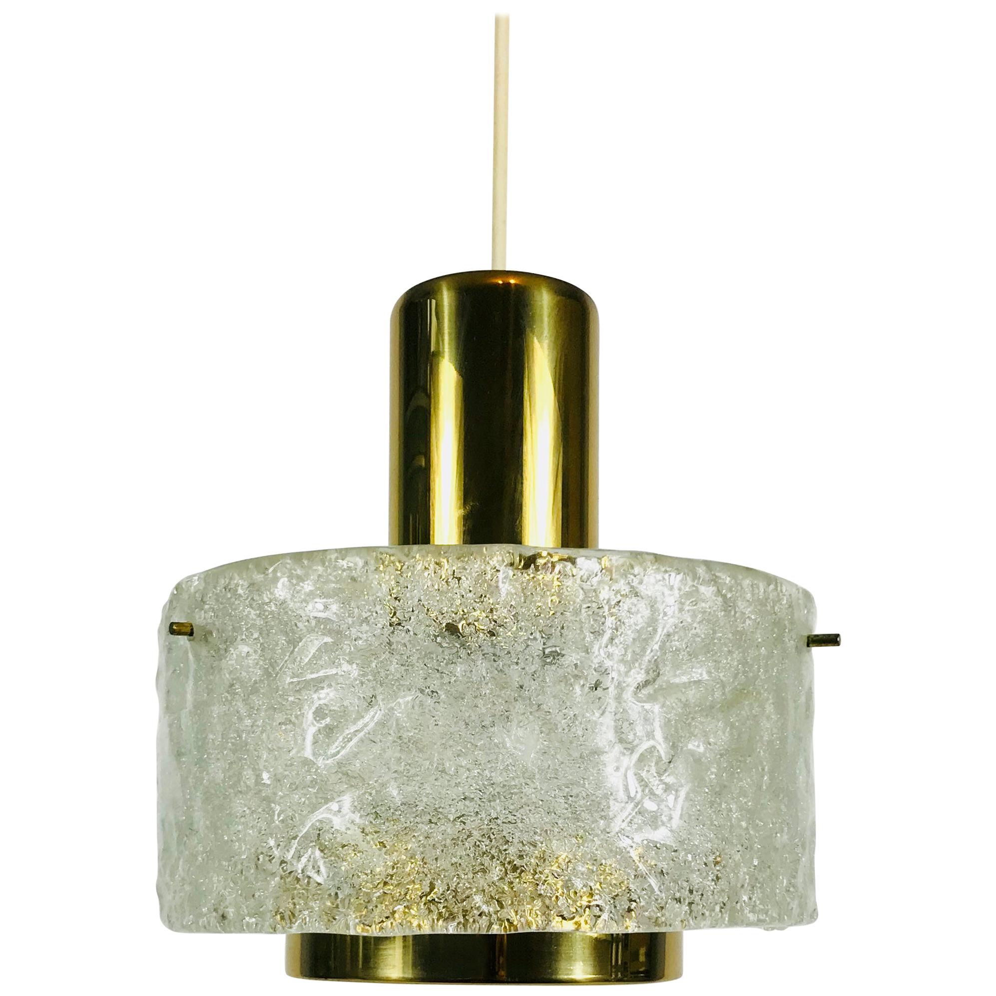 Seltener kreisförmiger Kaiser-Leuchten-Kronleuchter aus Kristall-Eisglas aus der Jahrhundertmitte, 1960er Jahre
