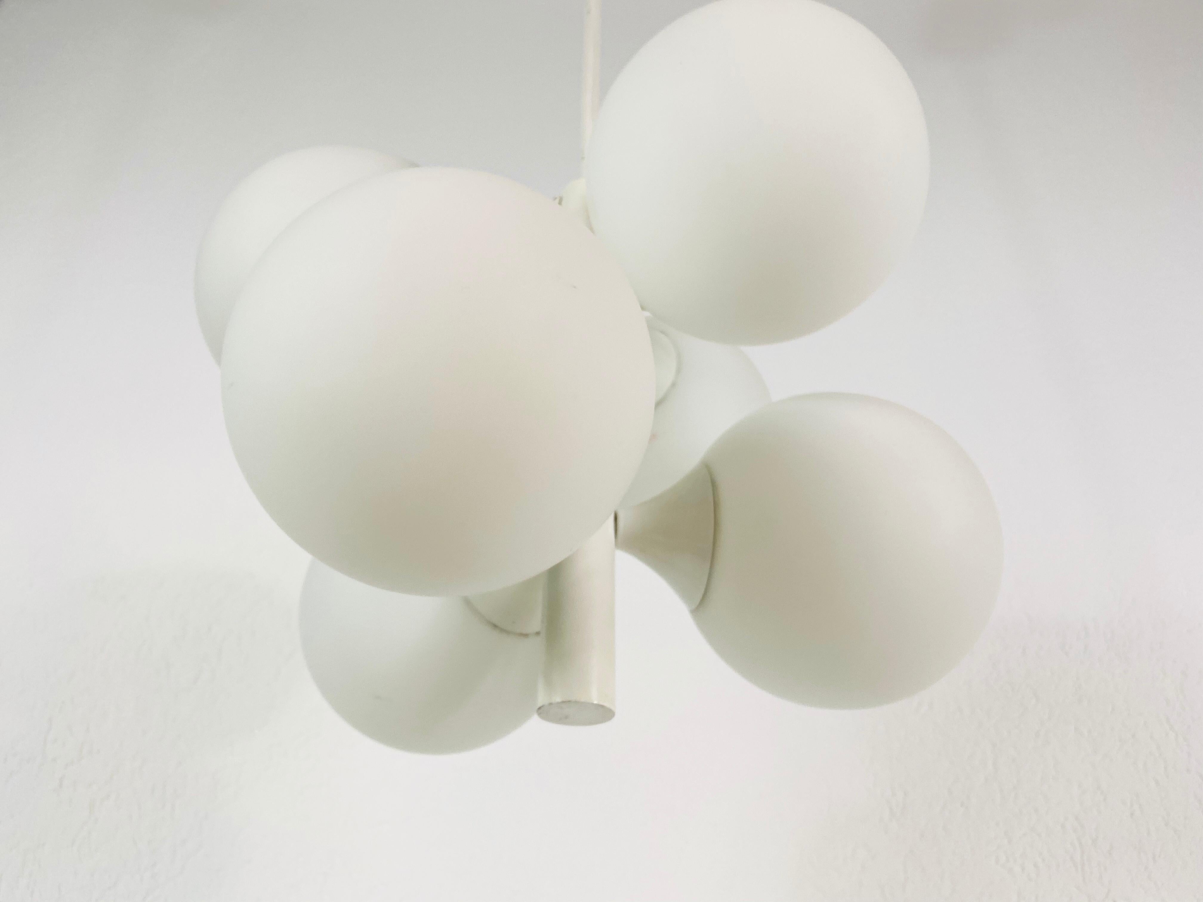 Mid-20th Century Rare Kaiser Midcentury White 4-Arm Space Age Chandelier, 1960s, Germany For Sale
