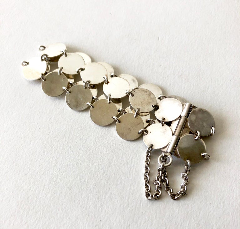 Rare Kalevala Koru Sterling Silver Finnish Modernist Chain Maille Bracelet 1968 In Excellent Condition For Sale In Los Angeles, CA