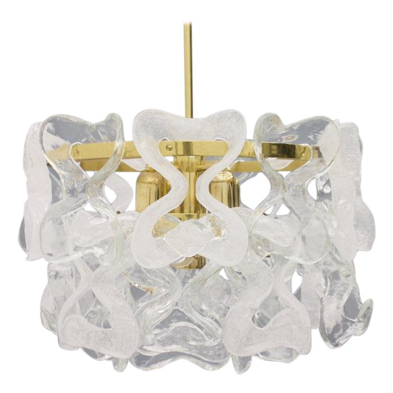 Rare Kalmar Austria Catena Chandelier in Brass and Glass, 1960s For Sale