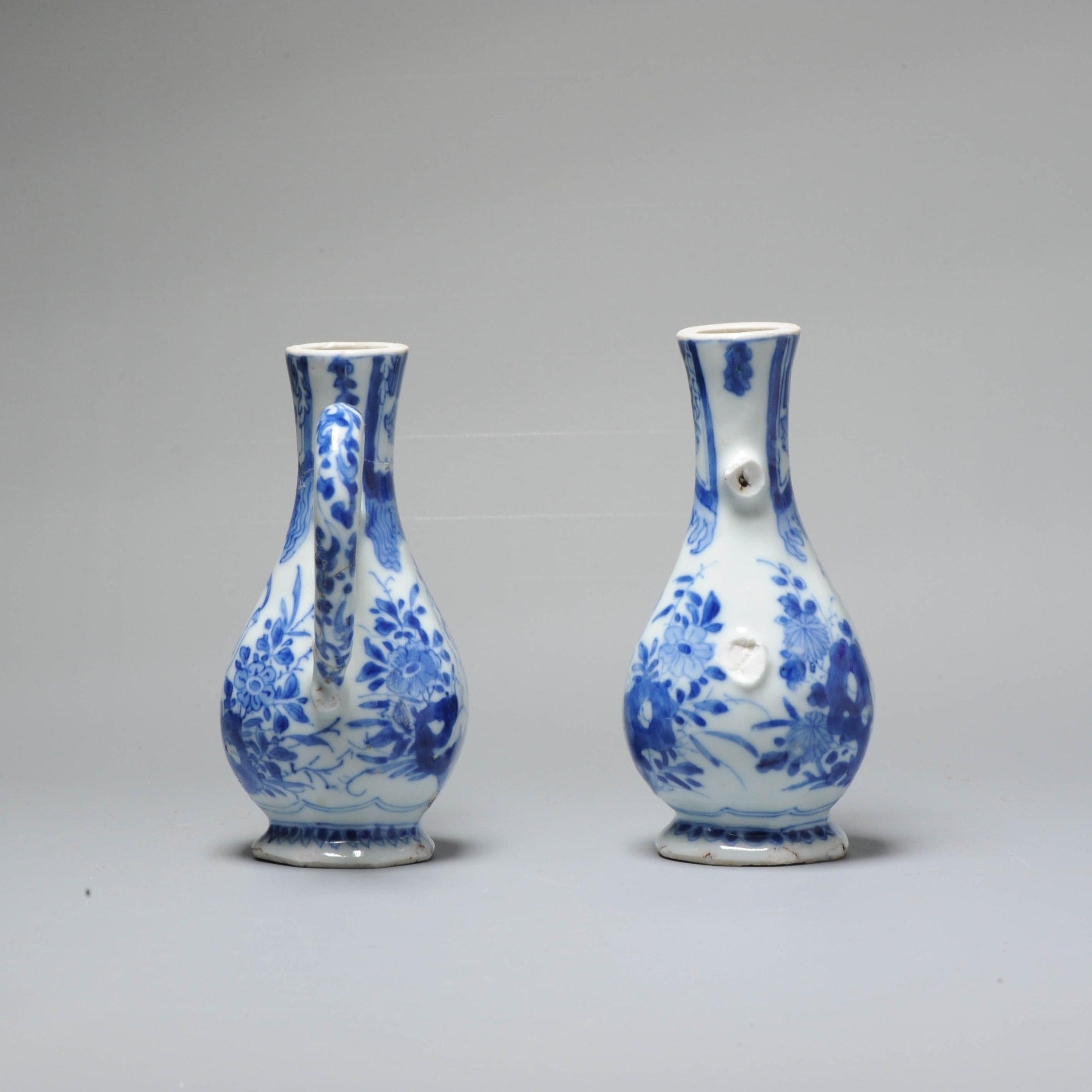 Rare Kangxi Chinese Porcelain Adam and Eve Ewers, Period 1662-1722 In Fair Condition For Sale In Amsterdam, Noord Holland