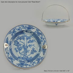 Rare Kangxi Plate with Silver Handle Floral Bonboniere Chinese China Porcelain