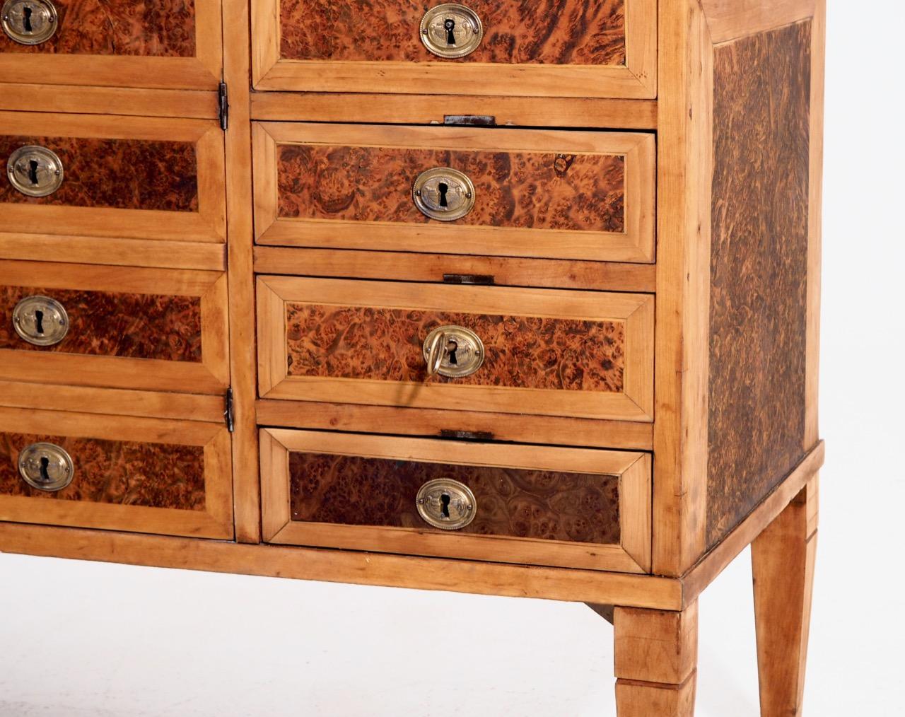 18th Century and Earlier Rare Karelian Birch Wood Chest, circa 1790 For Sale