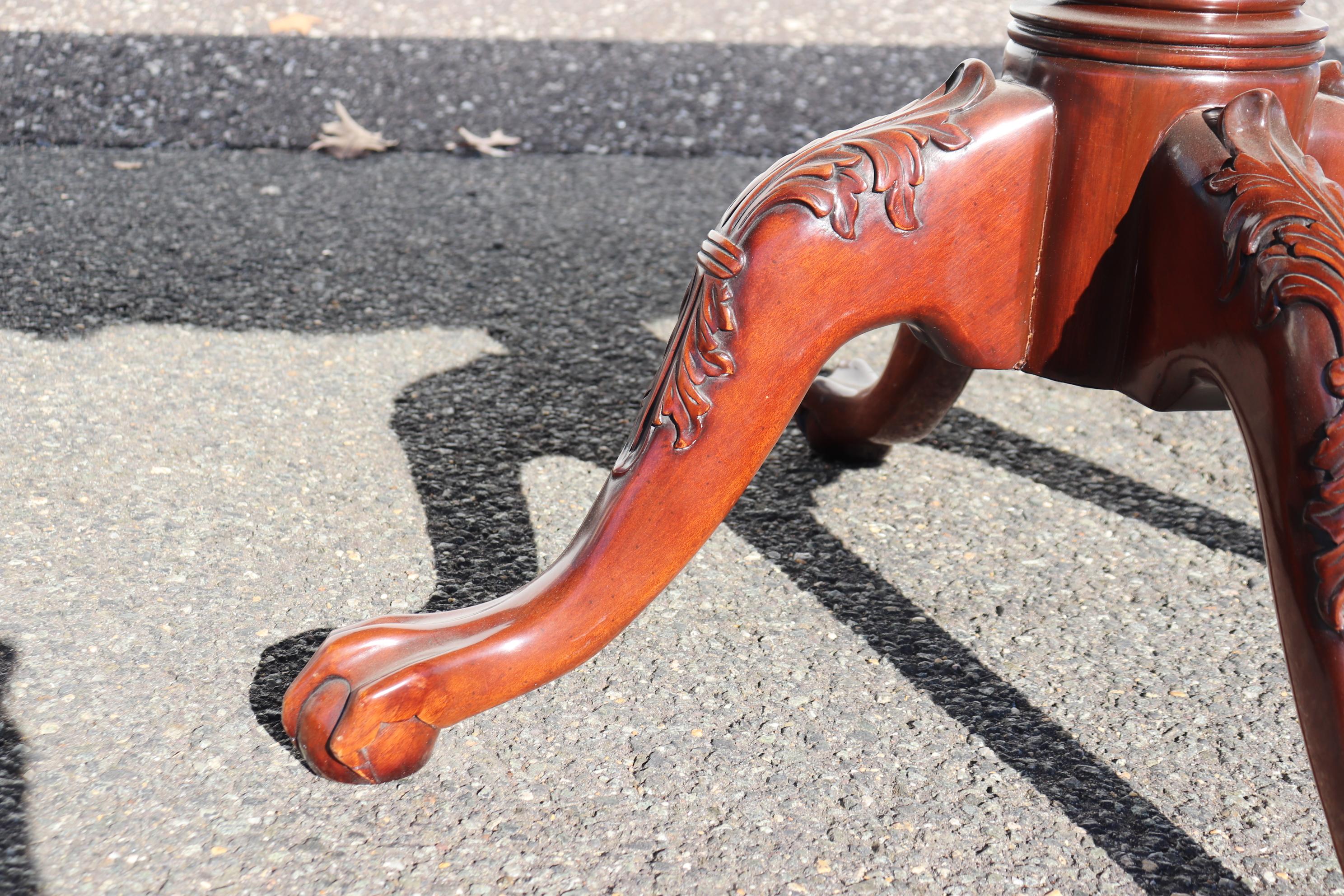 Rare Karges Mahogany Triple Pedestal Chippendale Ball and Claw Dining Table 7