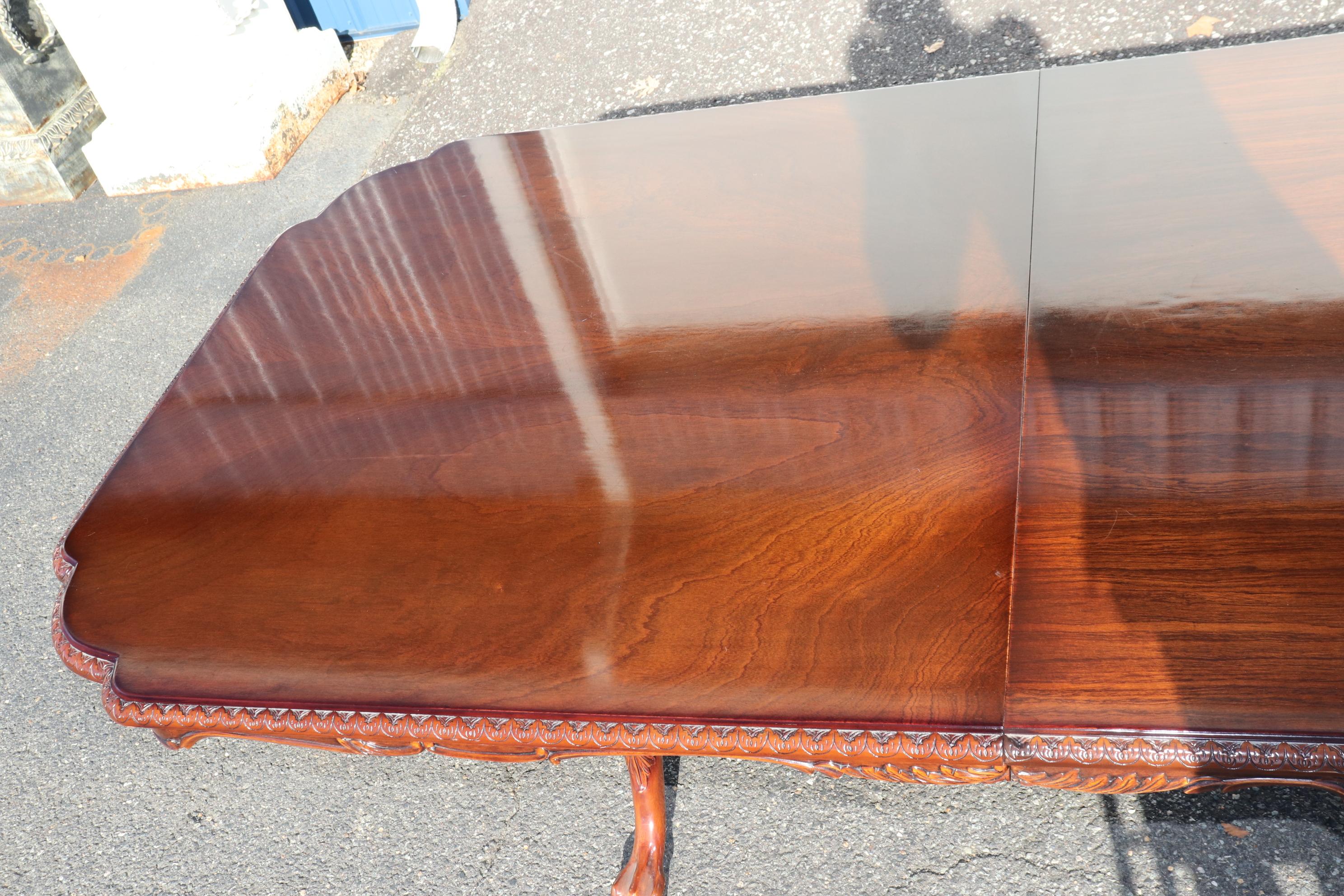 Rare Karges Mahogany Triple Pedestal Chippendale Ball and Claw Dining Table 9