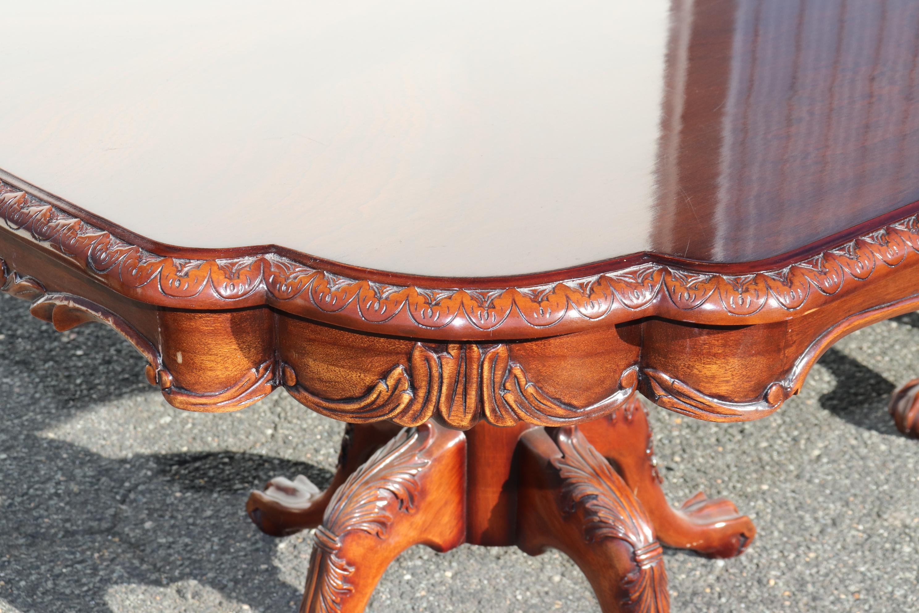 Rare Karges Mahogany Triple Pedestal Chippendale Ball and Claw Dining Table 11