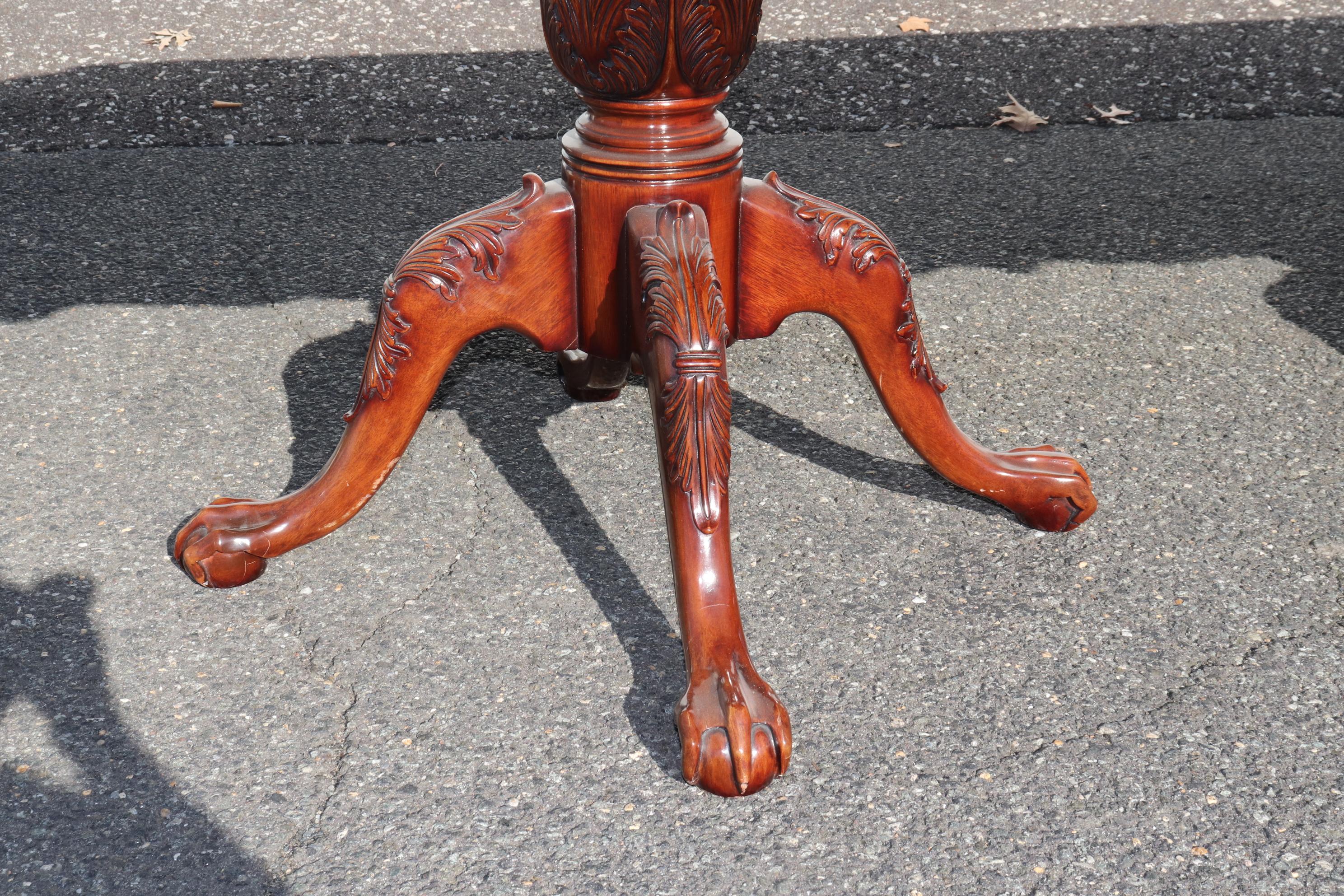 Contemporary Rare Karges Mahogany Triple Pedestal Chippendale Ball and Claw Dining Table