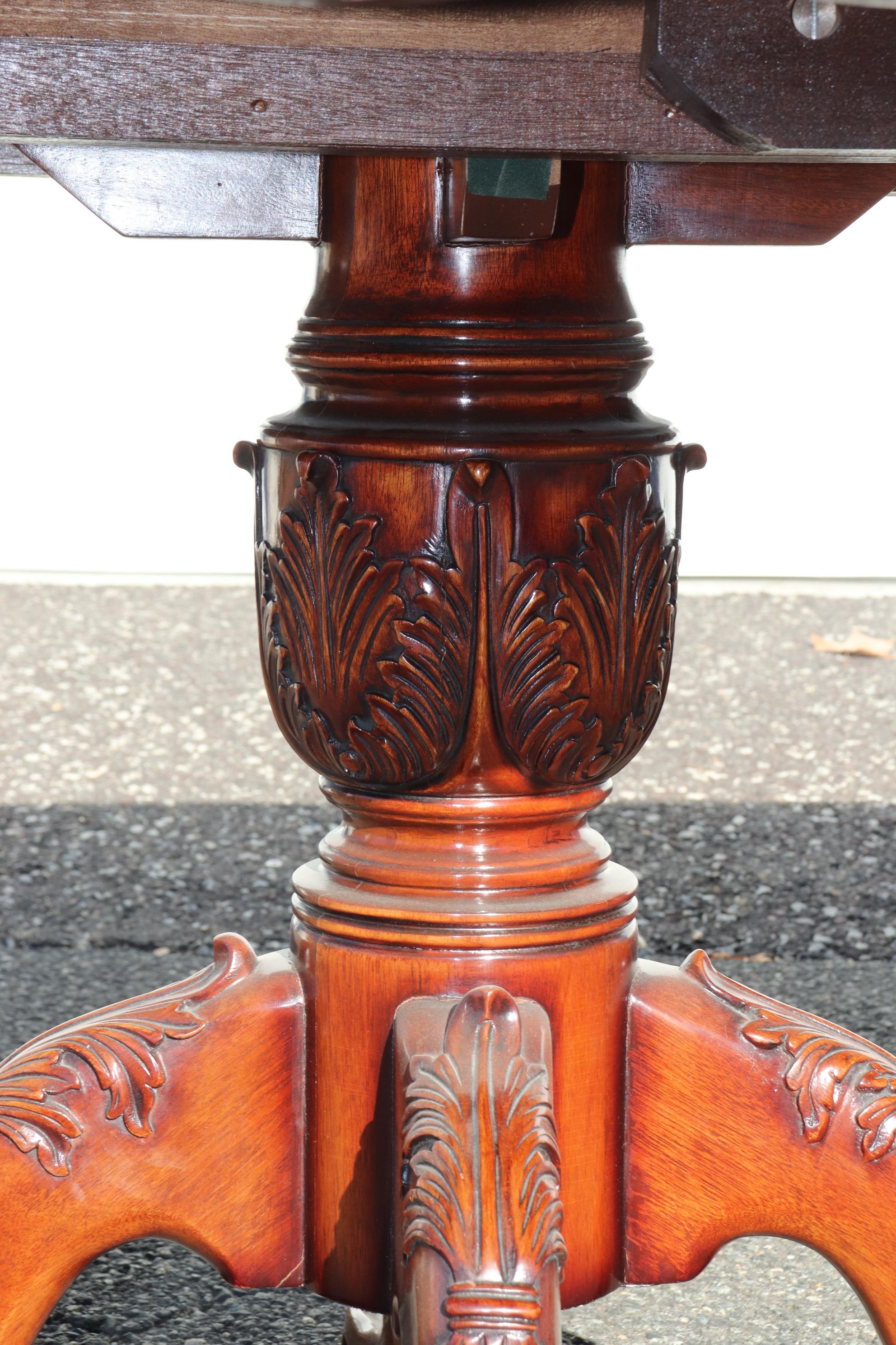Rare Karges Mahogany Triple Pedestal Chippendale Ball and Claw Dining Table 1