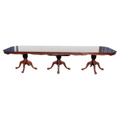 Rare Karges Mahogany Triple Pedestal Chippendale Ball and Claw Dining Table