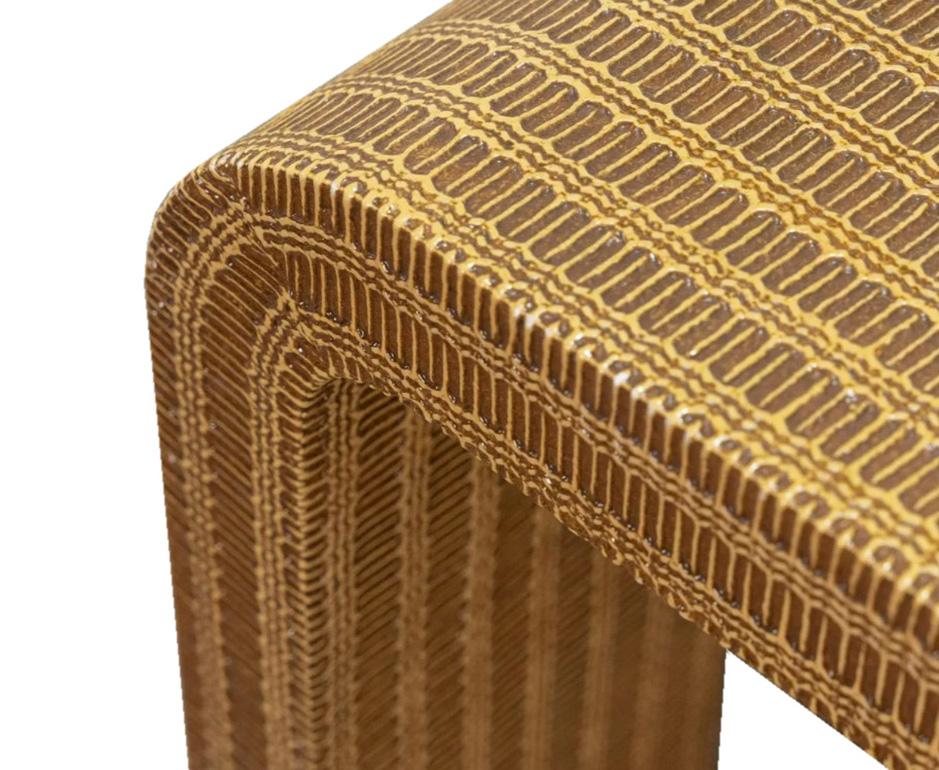 Rare Karl Springer Coffee Table in Lacquered Raffia In Good Condition In Scottsdale, AZ