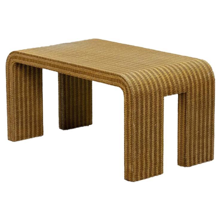 Rare Karl Springer Coffee Table in Lacquered Raffia