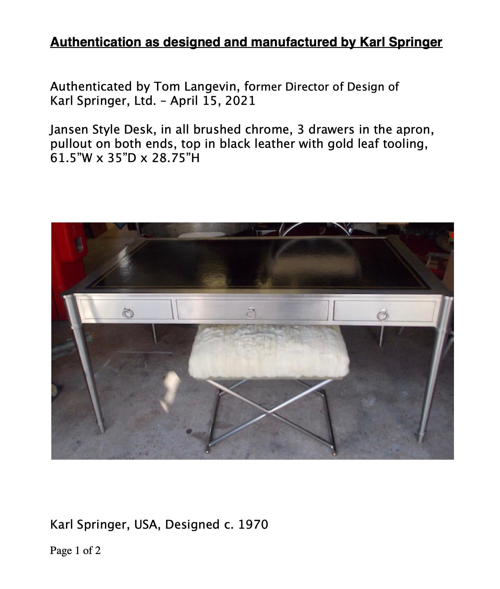 Steel Rare Karl Springer Custom Designed Desk