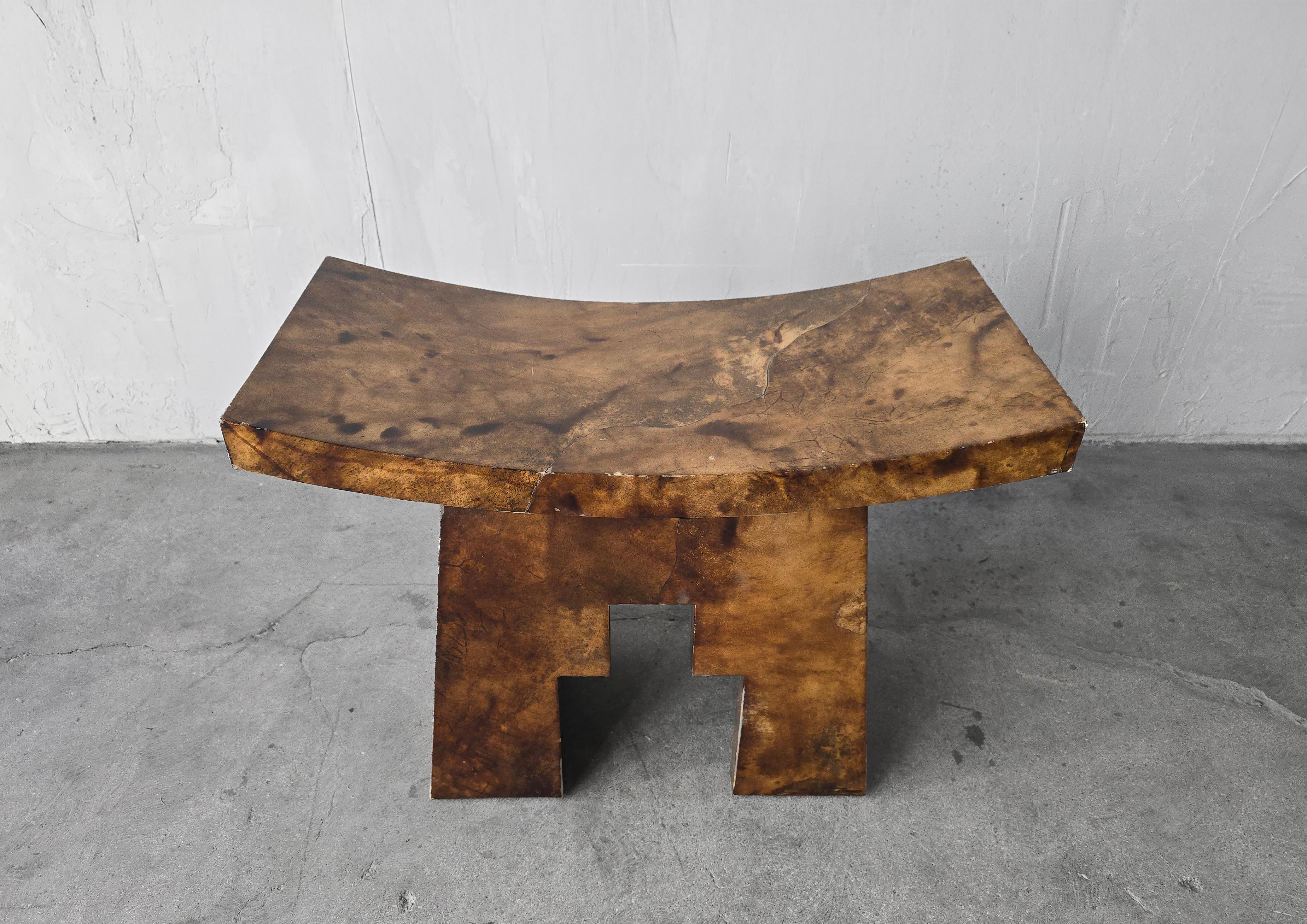 Mid-Century Modern RARE Tabouret en peau de chèvre laqué Karl Springer en vente