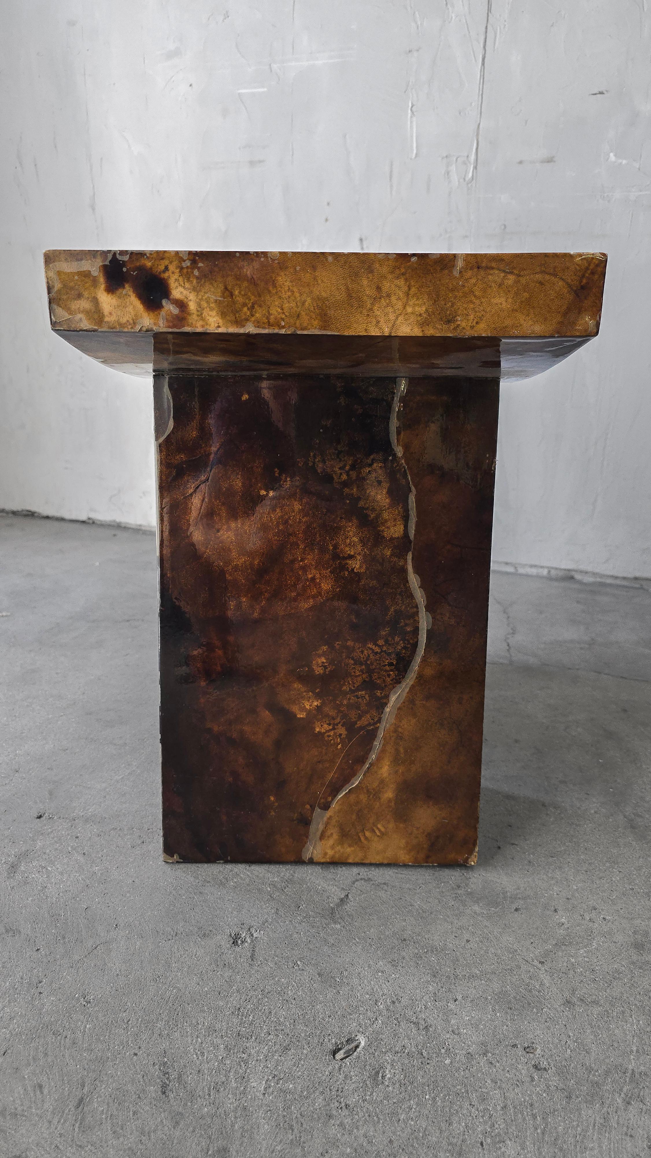 20ième siècle RARE Tabouret en peau de chèvre laqué Karl Springer en vente