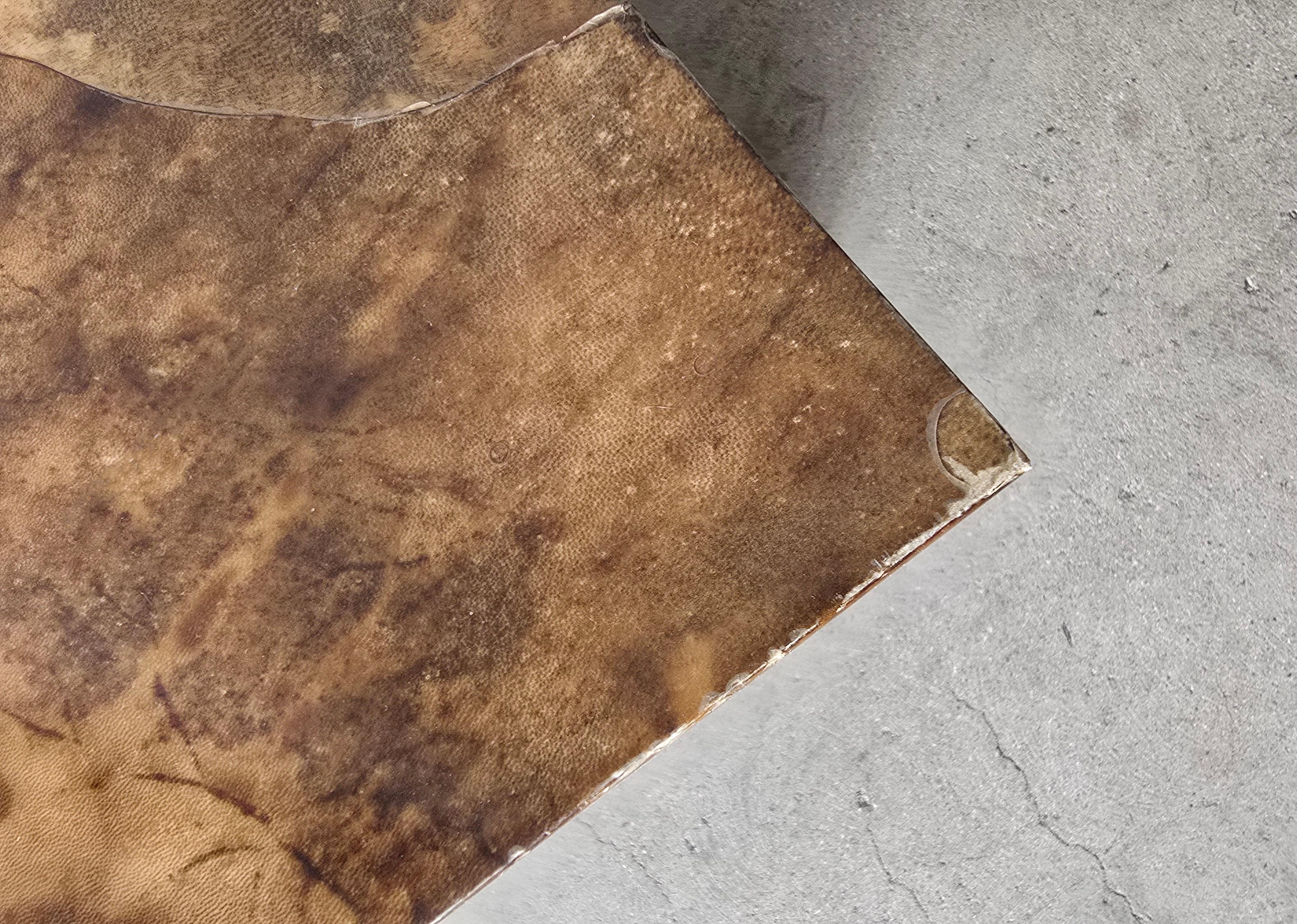 Cuir de chèvre RARE Tabouret en peau de chèvre laqué Karl Springer en vente