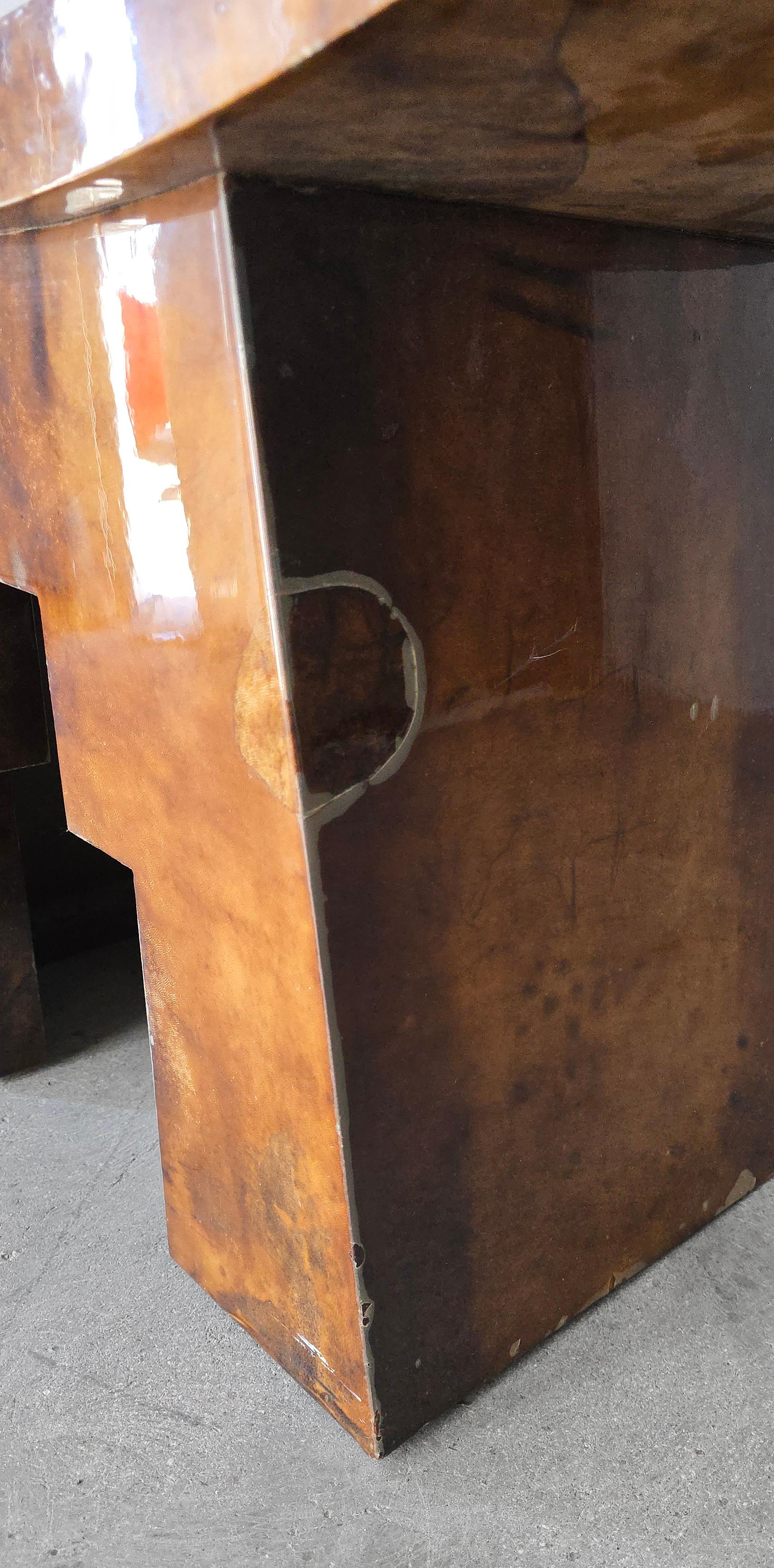 RARE Tabouret en peau de chèvre laqué Karl Springer en vente 1