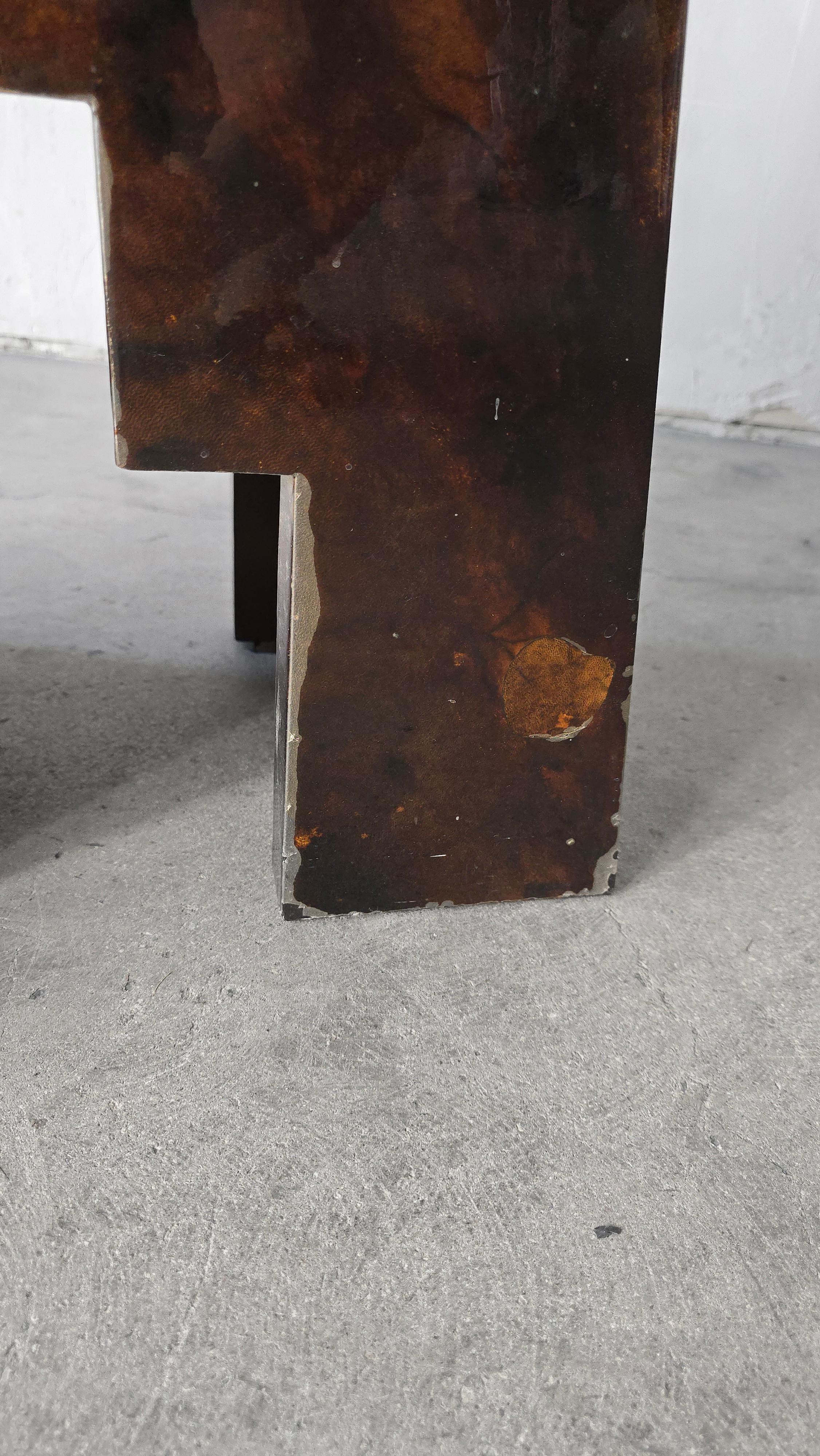 RARE Tabouret en peau de chèvre laqué Karl Springer en vente 2
