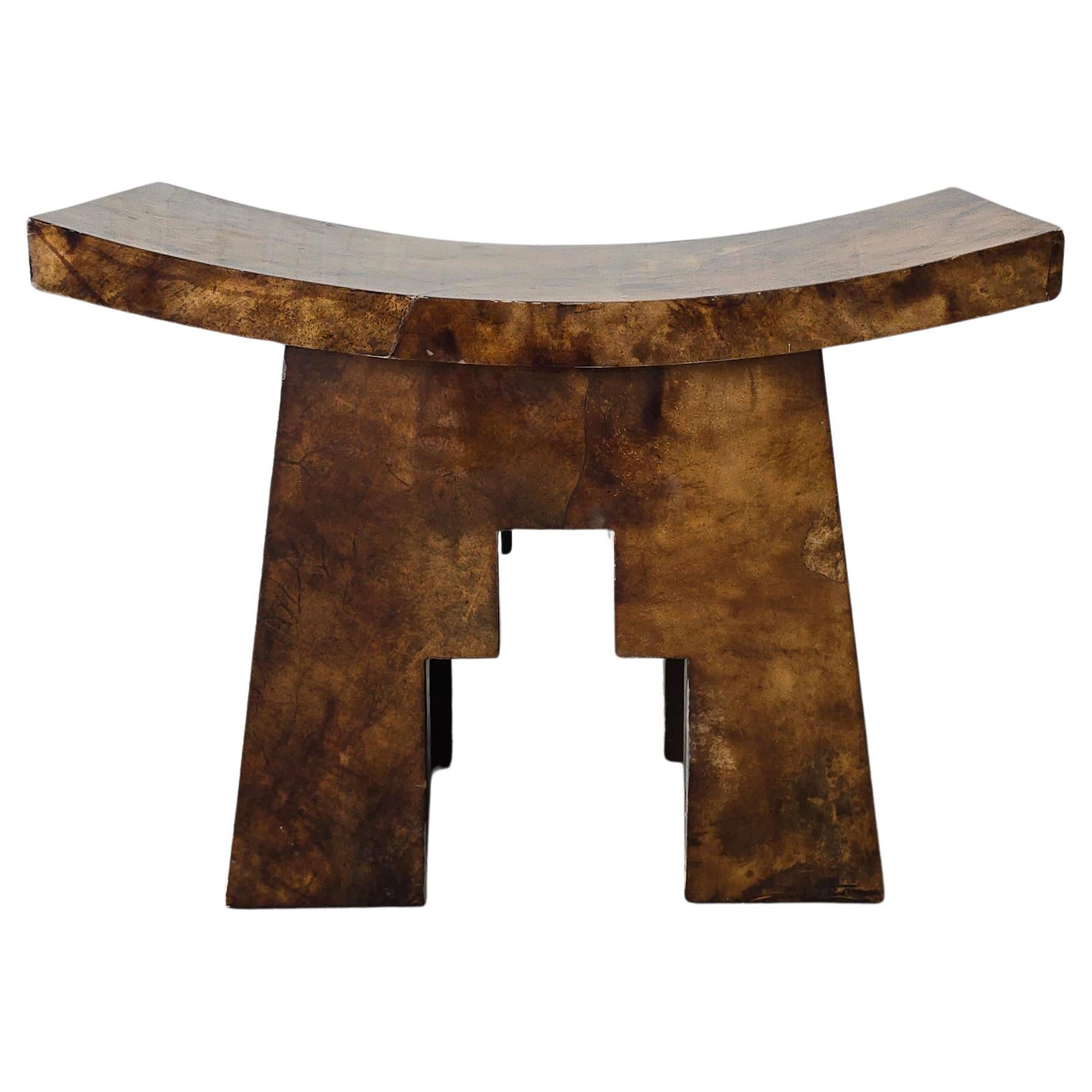 RARE Tabouret en peau de chèvre laqué Karl Springer en vente