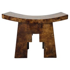RARE Tabouret en peau de chèvre laqué Karl Springer