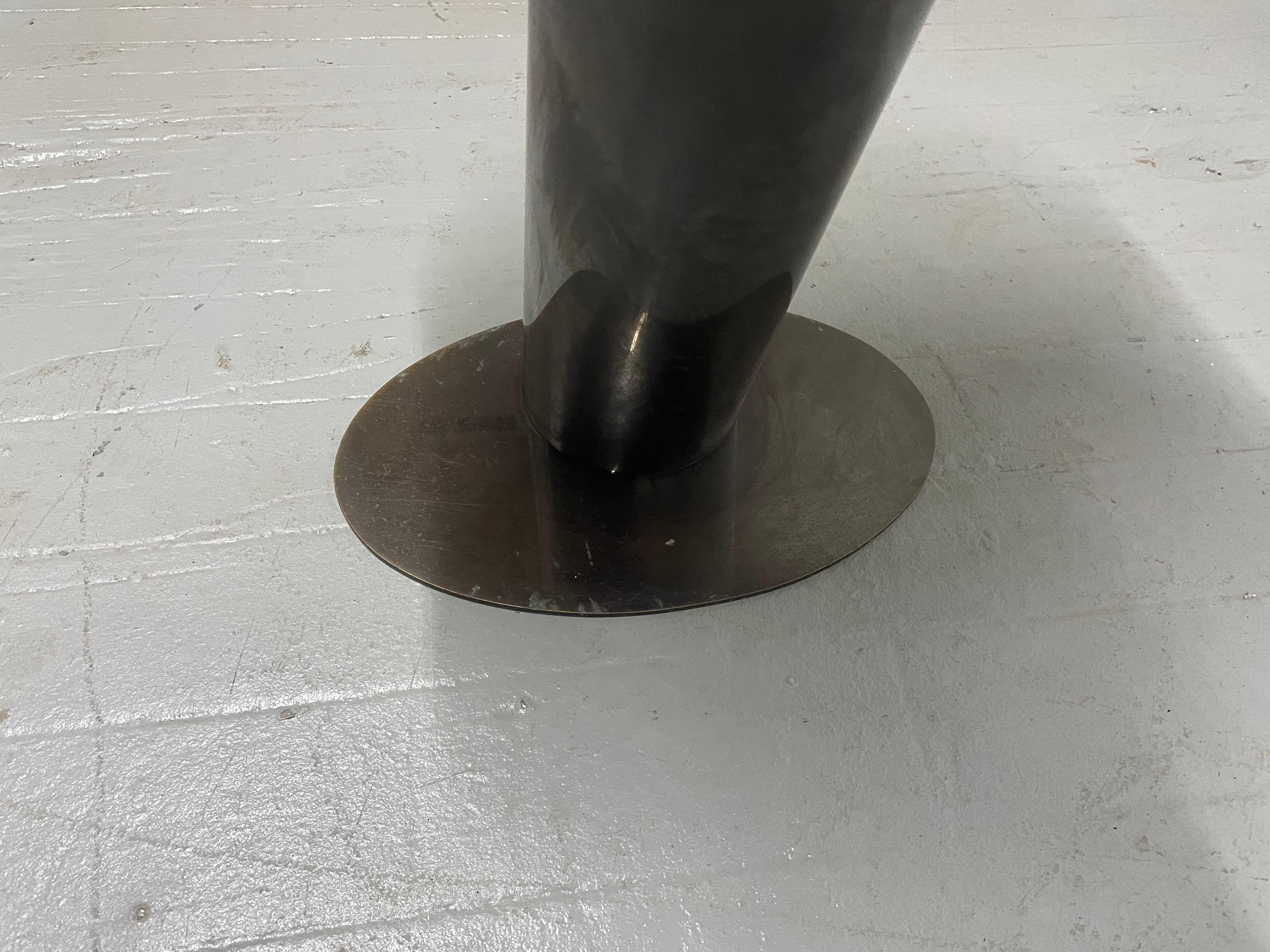 Rare Karl Springer Leather and Metal Stool In Good Condition For Sale In New York, NY