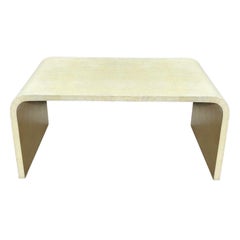 Style of Karl Springer Natural Shagreen Waterfall Coffee Table, 1980