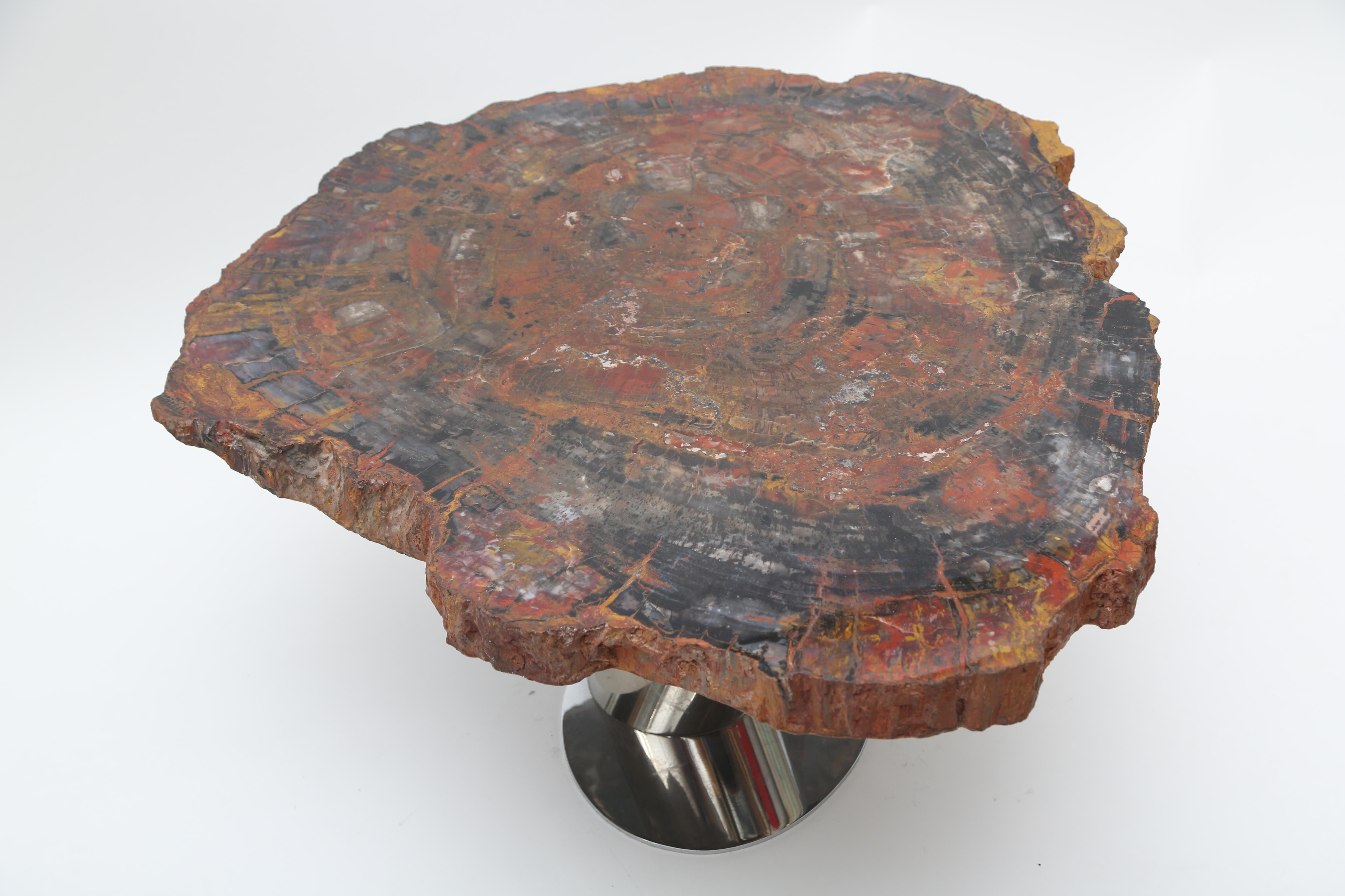 Late 20th Century Rare Karl Springer Offset Petrified Wood Table