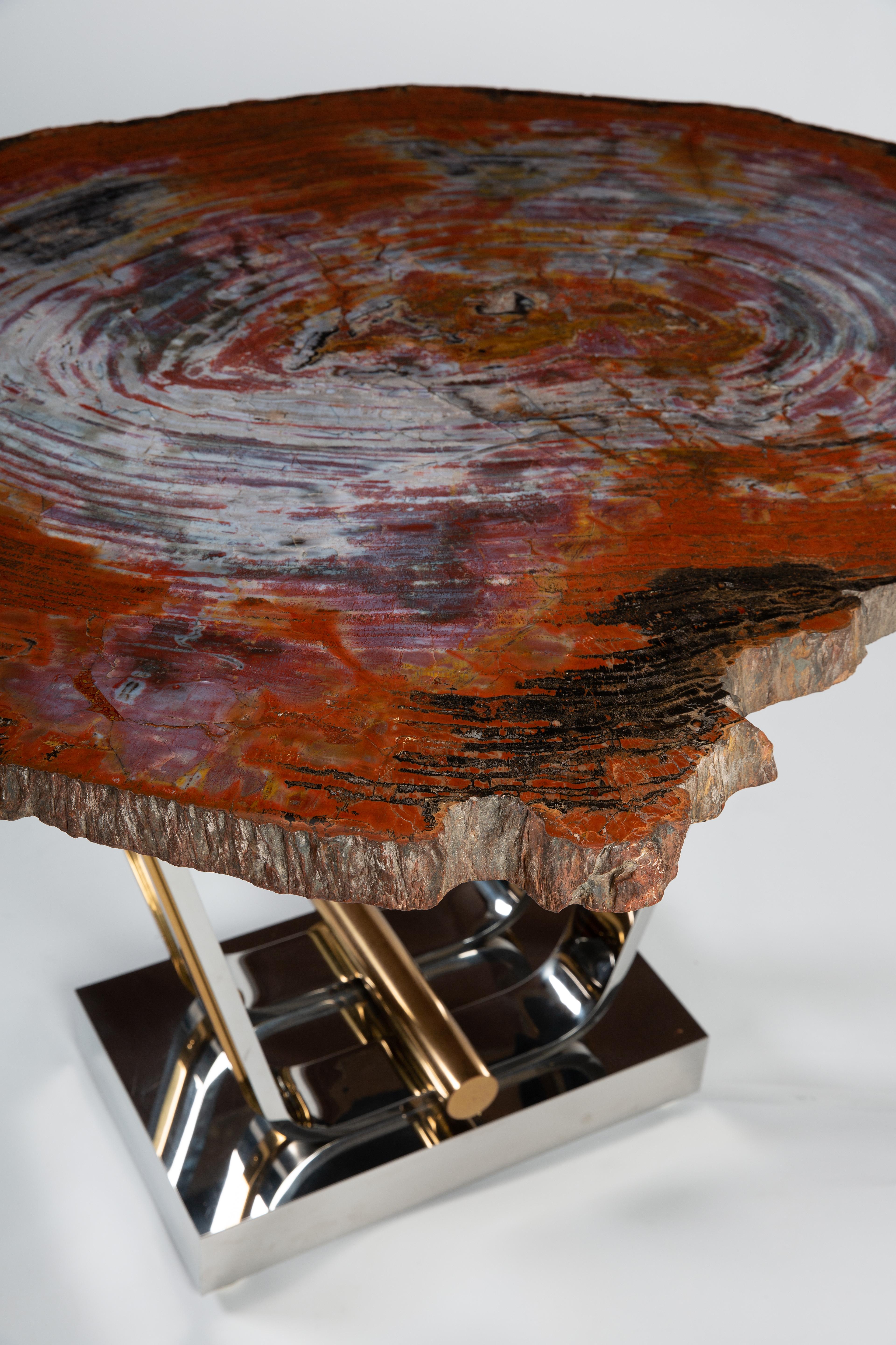 American Rare Karl Springer Petrified Wood Table