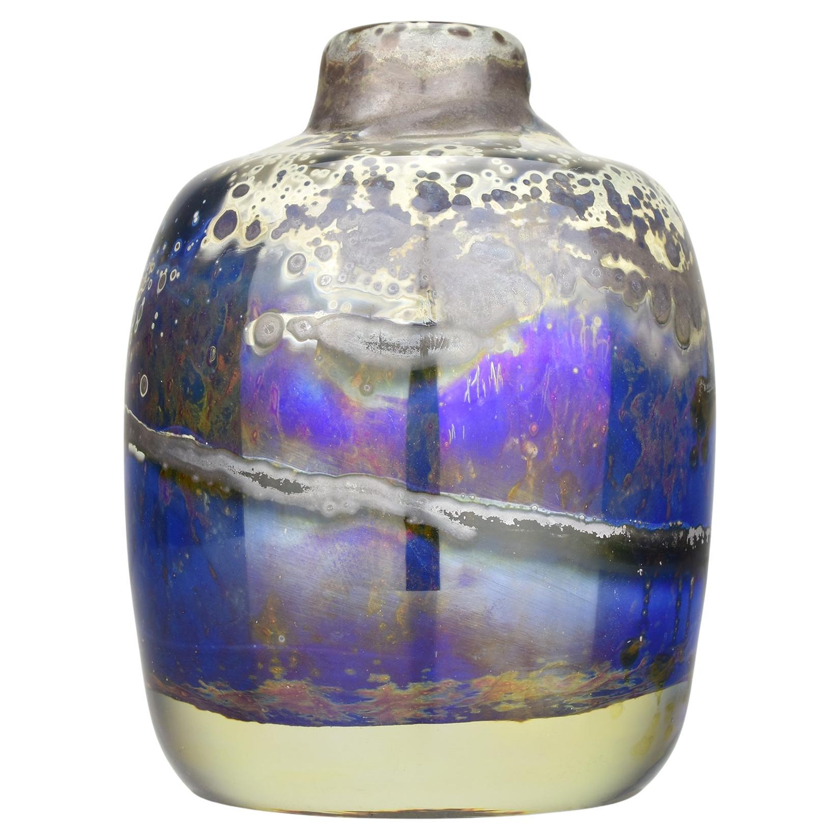 Raro vaso in vetro artistico di Karl Wiedmann Studio Unikat per Gral Glass, 1979