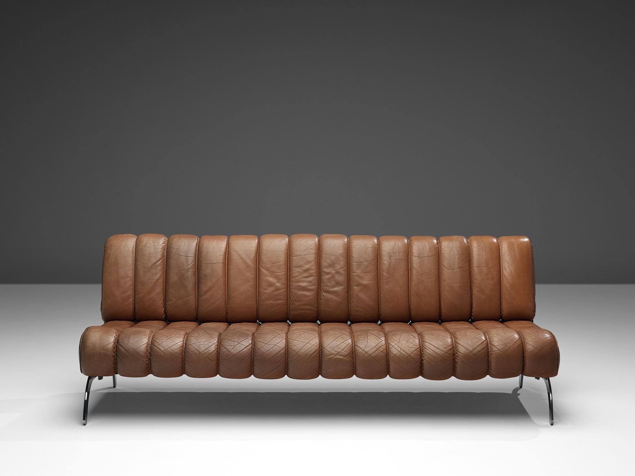 Mid-Century Modern Rare Karl Wittmann Sofa in Cognac Leather