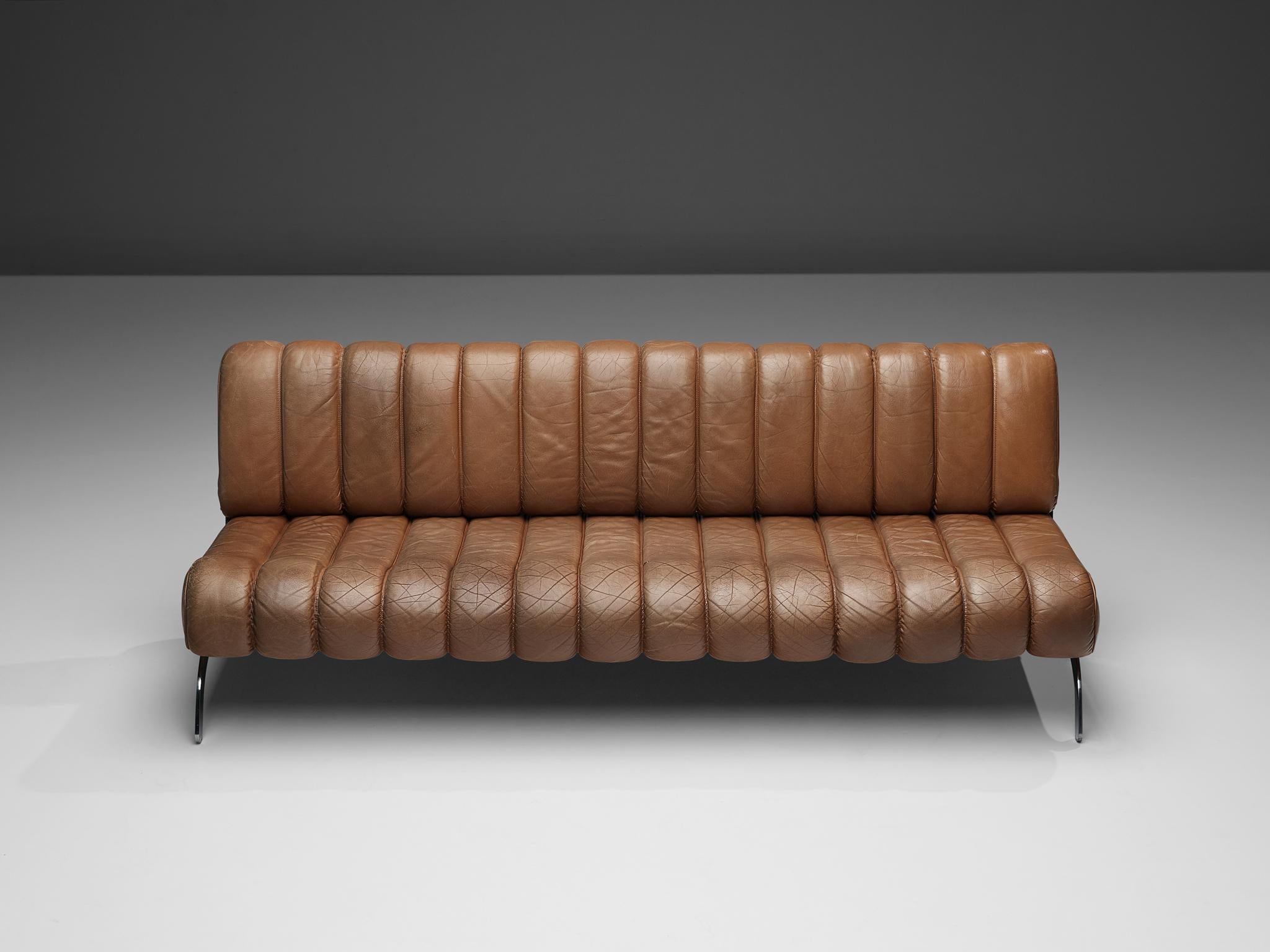 Austrian Rare Karl Wittmann Sofa in Cognac Leather