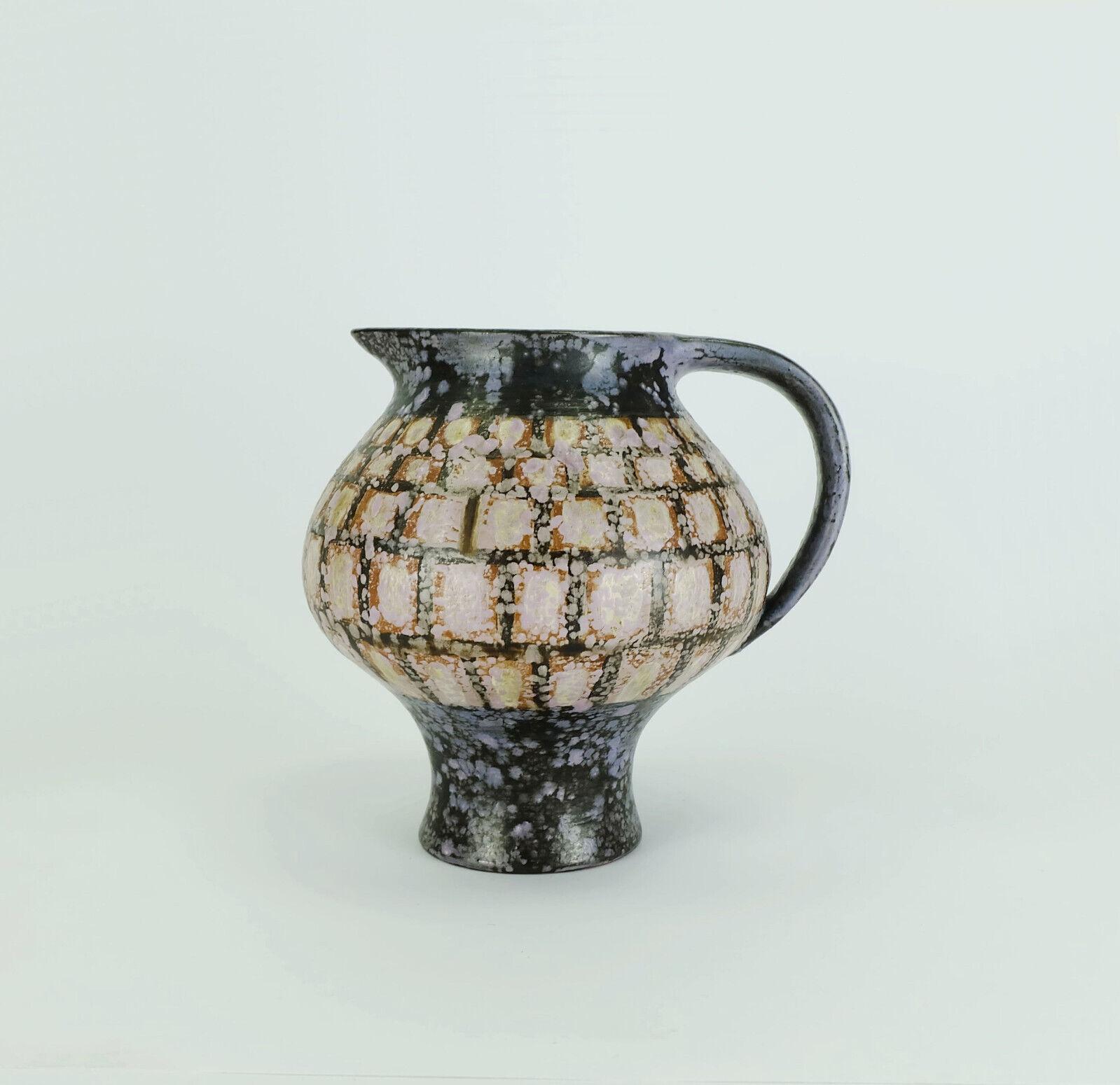Ceramic Rare Karlsruher Majolika Vase Jug Eva Fritz Lindner 1960s