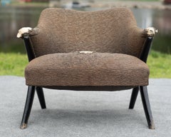 Rare Karpen of California Ebonized and Upholstered Lounge Chair or Side Chair