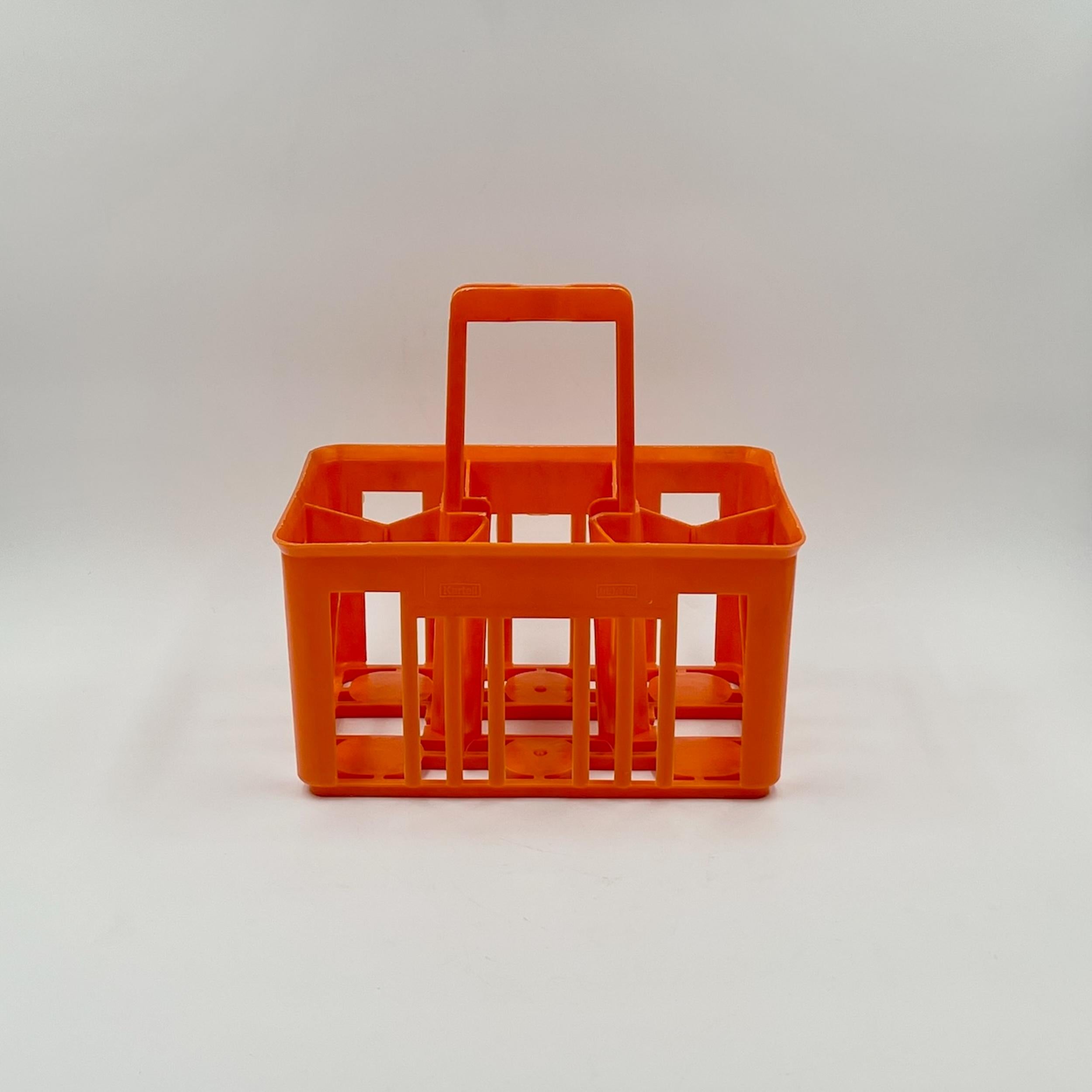 Raro portabottiglie d'epoca Kartell in plastica arancione Made in Italy, anni '60 5